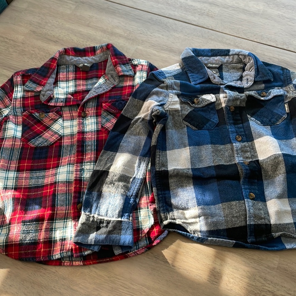 EDDIE BAUER Plaid Button Down Long Sleeve Shirts size XS 5/6